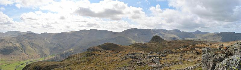 43-LangdalePikes.jpg - Passing the Langdale Peaks - the largest and our goal at the outmost right of the range