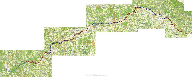 Map.jpg - This is the map of the whole route between Donaueschingen and Passau. We used the guide "Danau-Radweg 1 as published in the BikeLine sries of verlag Esterbauer GmbH, 2015 edition (ISBN 978-85000-624-8).. This edition also covers a number of detours and variants, we did a few of them (mainly shortcuts around citiy centers)