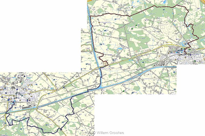 TopoNL.jpg - The s-shaped route between Delden and Goor, from the Twickel Estate in Delden to Weldam in Goor; the route continues straight on after the Weldam manor, but we had to take the 2.5 kilometer detour to the station in Goor. Altogether about 28 kilometers