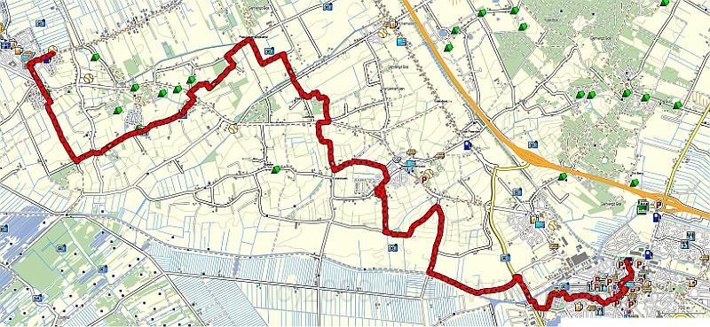 TopoNL.jpg - The final leg of this route on Mapsource's Dutch Topo map.