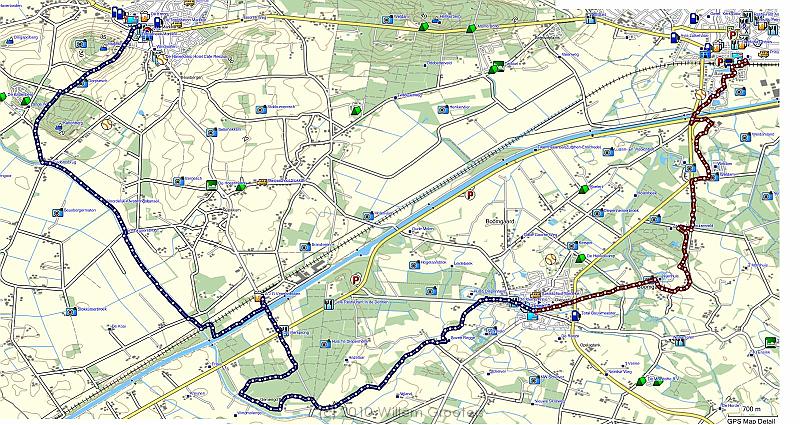 TopoNL.jpg - The track of the route. The part along the Schipbeek - the longer stretch leading North-West - was slightly diverted, we kept to the booklet until the first bridge, but had to take the opposite bank from there.