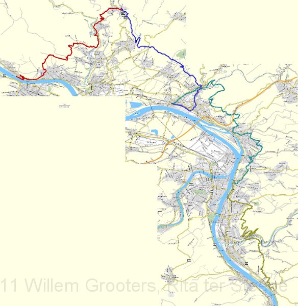 MapAll.jpg - The route from Leutesdorf to Braubach. The original tracking data has been lost but I was able to reconstruct the tracks, using the map we used. About half the route is leaving the direct neighbourhood of the river.