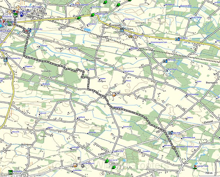 Mapsource.jpg - My intensionwas to walk from Vorden to Doetinchem - the first 20+ kilometers from Pieterpad-Zuid. I parked at the Vorden railway station, but after 8 kilometers I realized I left my wallet in the car, so the only alternative was to head back along the same route.